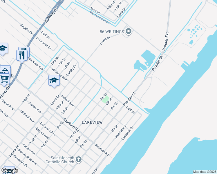 map of restaurants, bars, coffee shops, grocery stores, and more near 600 Duff Drive in Port Arthur
