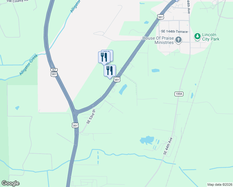 map of restaurants, bars, coffee shops, grocery stores, and more near 14439 U.S. 301 in Starke