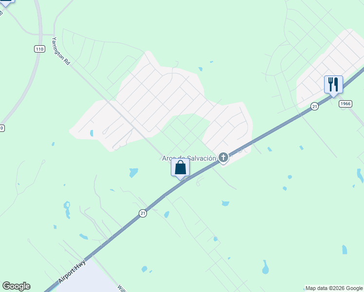 map of restaurants, bars, coffee shops, grocery stores, and more near Yarrington Road in Maxwell