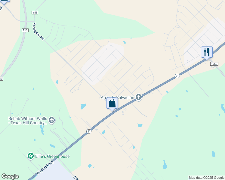map of restaurants, bars, coffee shops, grocery stores, and more near Yarrington Road in Maxwell
