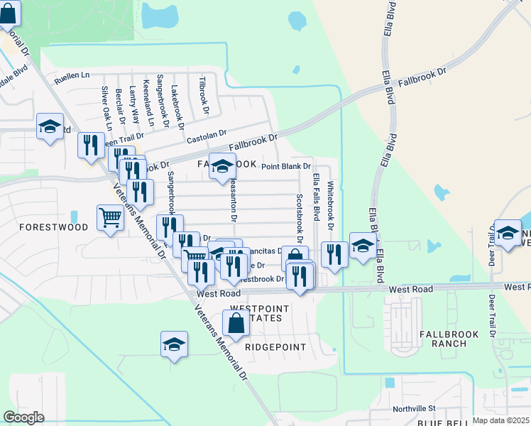 map of restaurants, bars, coffee shops, grocery stores, and more near 1003 Progreso Dr in Houston