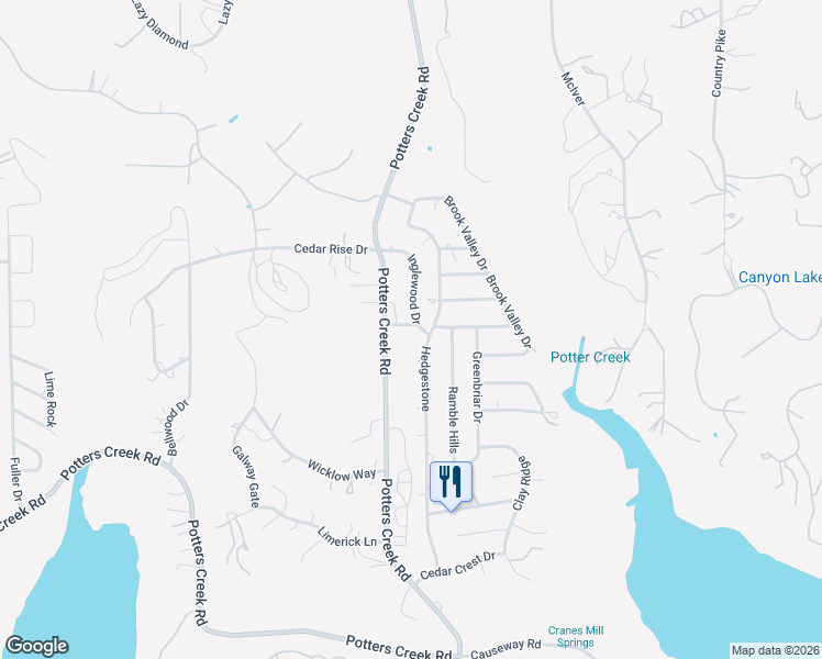 map of restaurants, bars, coffee shops, grocery stores, and more near 874 Inglewood Drive in Canyon Lake