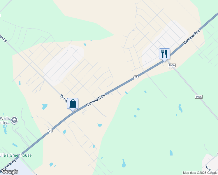 map of restaurants, bars, coffee shops, grocery stores, and more near 6096 Camino Real in Maxwell