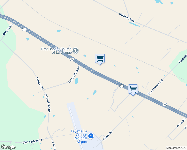 map of restaurants, bars, coffee shops, grocery stores, and more near 4803 State Highway 71 in La Grange