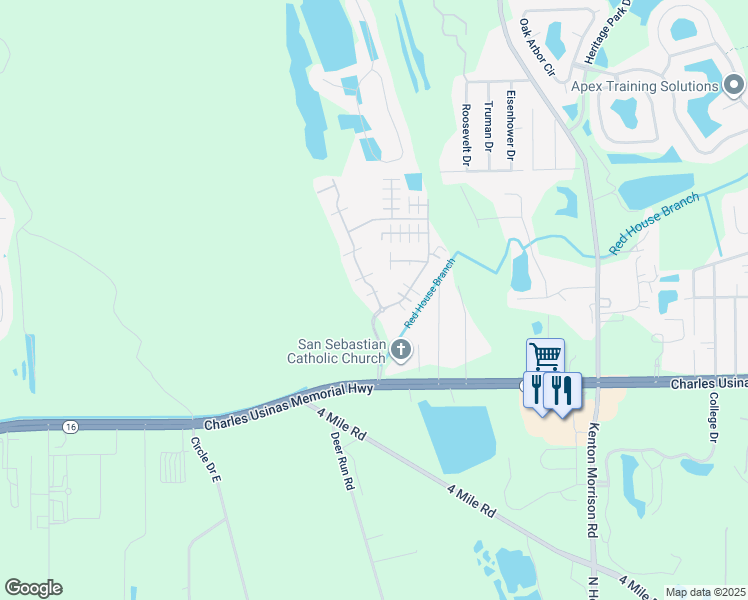map of restaurants, bars, coffee shops, grocery stores, and more near 31 Timoga Trail in St. Augustine