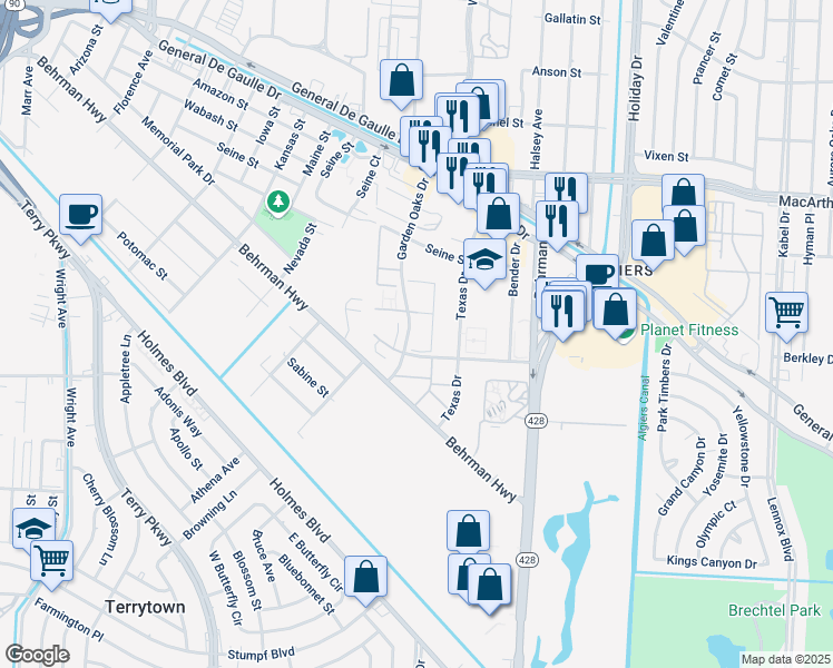 map of restaurants, bars, coffee shops, grocery stores, and more near in New Orleans