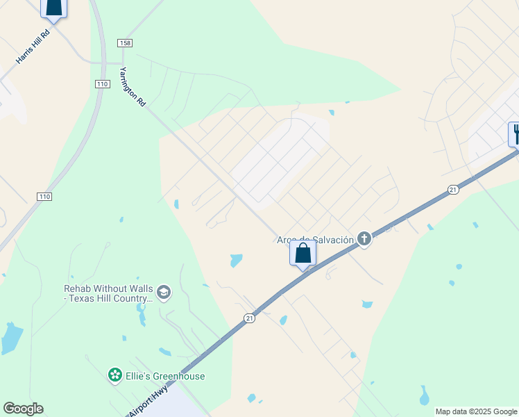 map of restaurants, bars, coffee shops, grocery stores, and more near 3499 County Road 159 in San Marcos