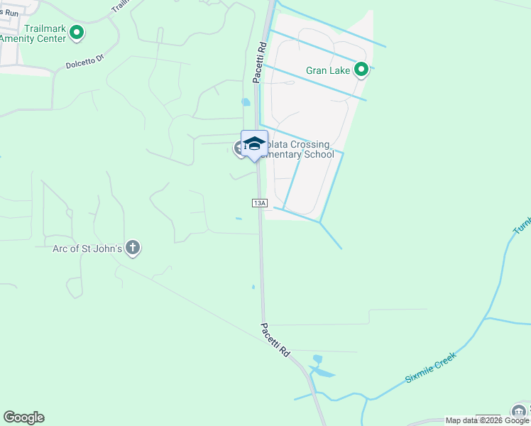 map of restaurants, bars, coffee shops, grocery stores, and more near 2610 Pacetti Road in St. Augustine