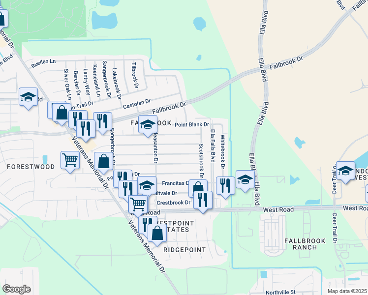 map of restaurants, bars, coffee shops, grocery stores, and more near 1003 Progreso Drive in Houston