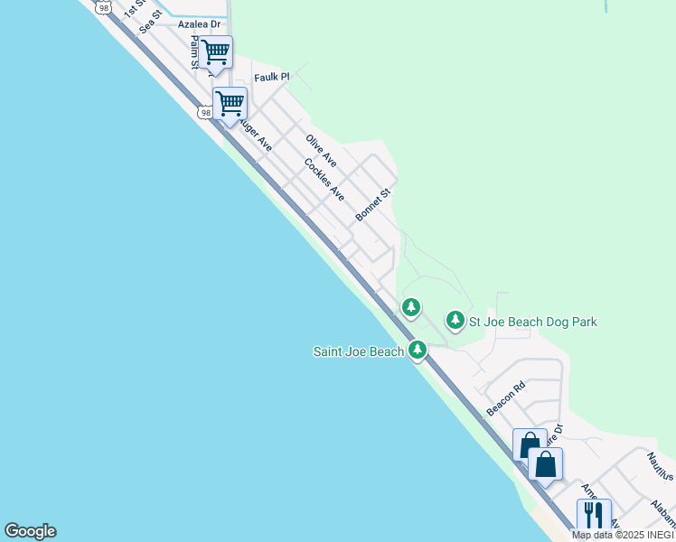 map of restaurants, bars, coffee shops, grocery stores, and more near 8941 West Highway 98 in Port Saint Joe