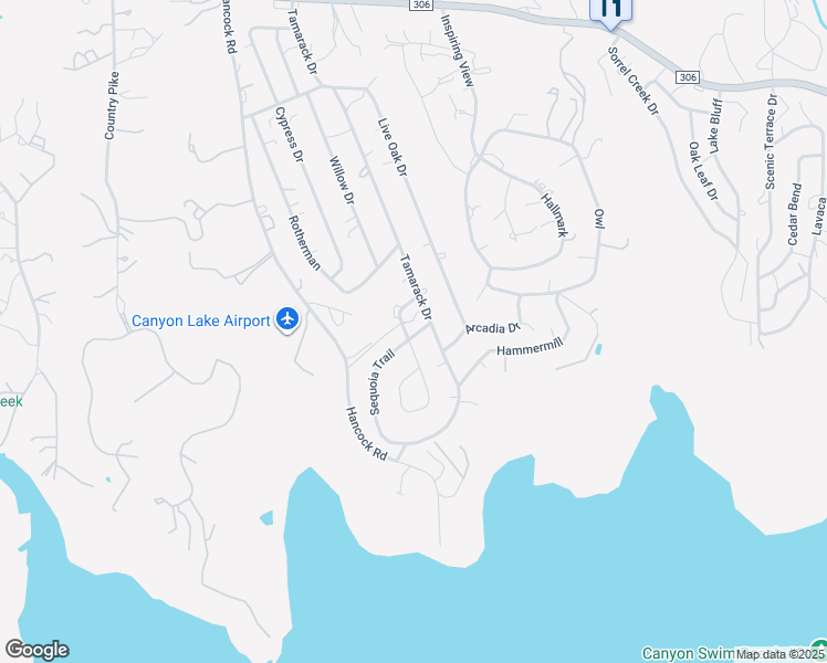 map of restaurants, bars, coffee shops, grocery stores, and more near 1155 Pecan Circle in Canyon Lake