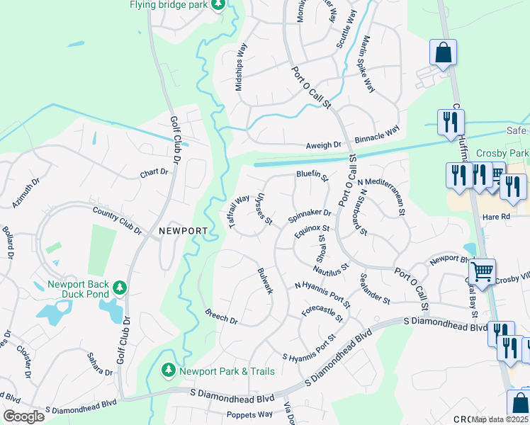 map of restaurants, bars, coffee shops, grocery stores, and more near 16306 Ulysses Street in Crosby