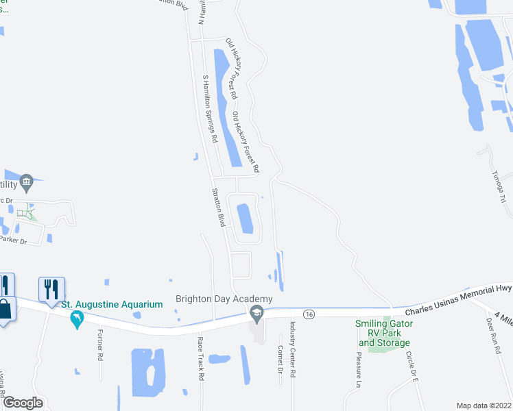 map of restaurants, bars, coffee shops, grocery stores, and more near 2225 Golden Lake Loop in St. Augustine