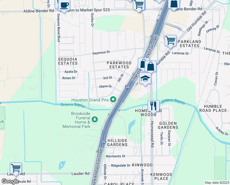 map of restaurants, bars, coffee shops, grocery stores, and more near 13918 Mc Dermott Drive in Houston