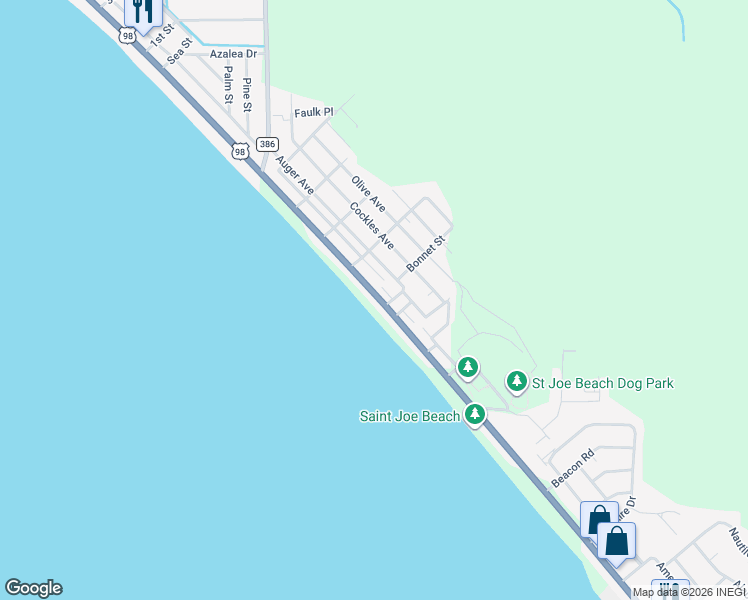 map of restaurants, bars, coffee shops, grocery stores, and more near 9121 W Hwy 98 in Port St Joe