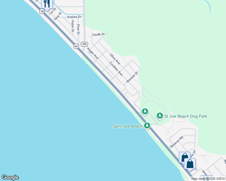 map of restaurants, bars, coffee shops, grocery stores, and more near 9121 W Hwy 98 in Port St Joe