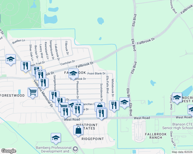 map of restaurants, bars, coffee shops, grocery stores, and more near 906 Dellbrook Drive in Houston