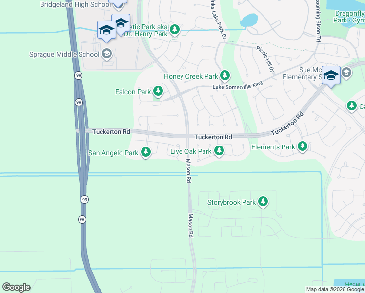 map of restaurants, bars, coffee shops, grocery stores, and more near Unnamed Road in Cypress