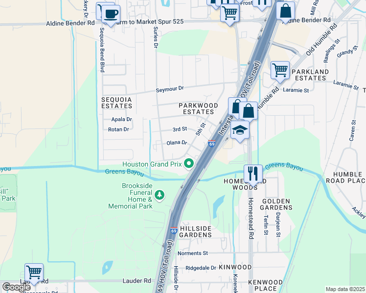 map of restaurants, bars, coffee shops, grocery stores, and more near 13918 Mc Dermott Drive in Houston