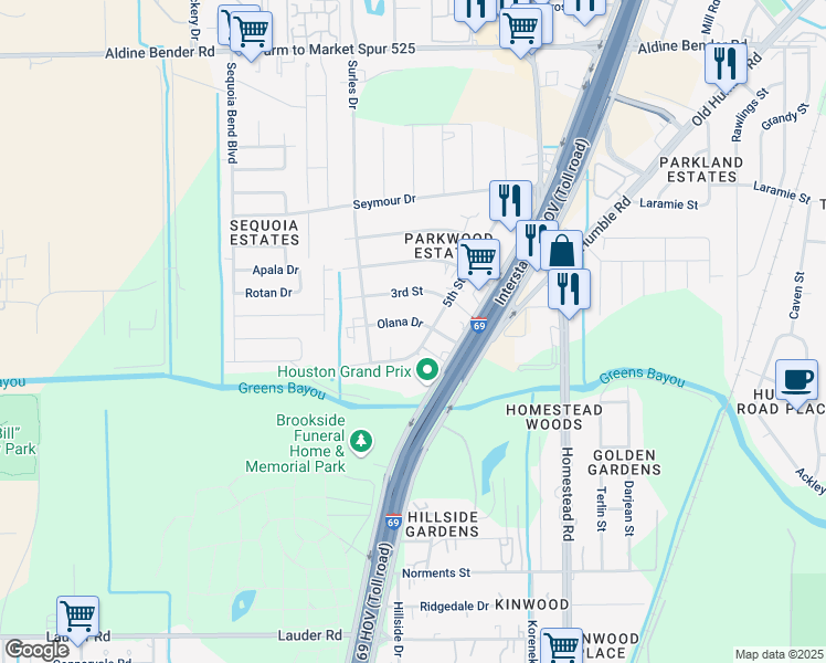 map of restaurants, bars, coffee shops, grocery stores, and more near 13918 Mc Dermott Drive in Houston