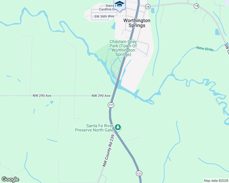 map of restaurants, bars, coffee shops, grocery stores, and more near 2002 Florida 121 in Alachua