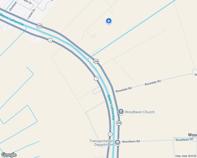 map of restaurants, bars, coffee shops, grocery stores, and more near Route 1 in Napoleonville