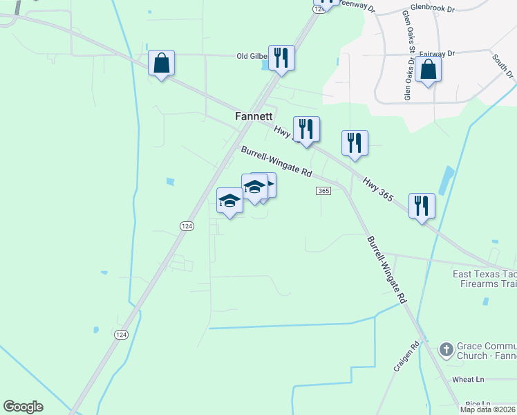 map of restaurants, bars, coffee shops, grocery stores, and more near 23395 Burrell-Wingate Road in Beaumont