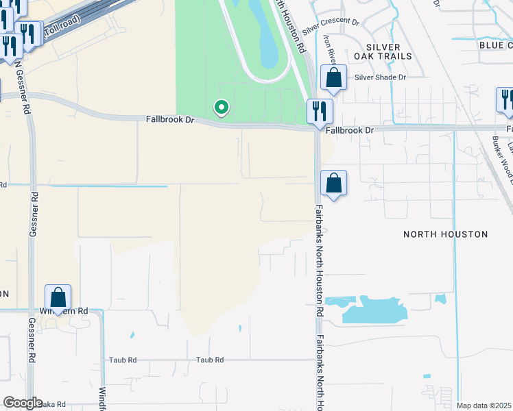map of restaurants, bars, coffee shops, grocery stores, and more near 8611 Derrington Road in Houston