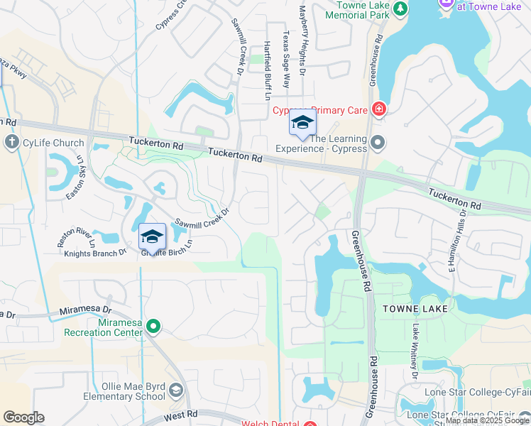 map of restaurants, bars, coffee shops, grocery stores, and more near 10002 Conner Landing Lane in Cypress