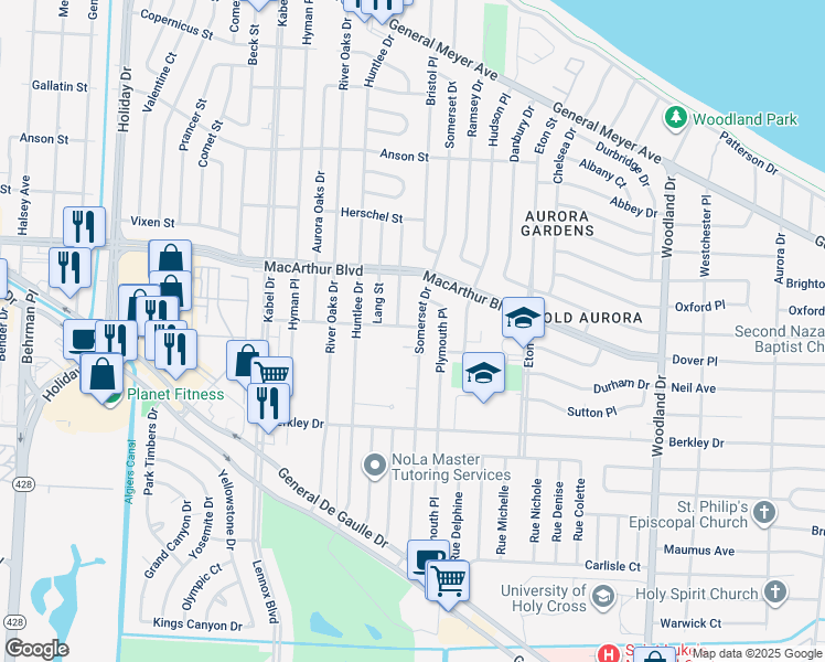 map of restaurants, bars, coffee shops, grocery stores, and more near 737 Herald Street in New Orleans