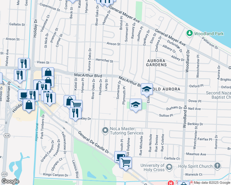 map of restaurants, bars, coffee shops, grocery stores, and more near 737 Herald Street in New Orleans