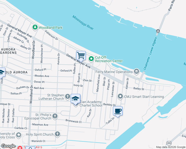 map of restaurants, bars, coffee shops, grocery stores, and more near 2811 Kent Drive in New Orleans