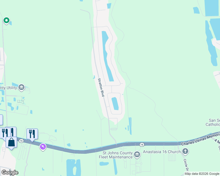 map of restaurants, bars, coffee shops, grocery stores, and more near 50 Old Hickory Forest Road in St. Augustine