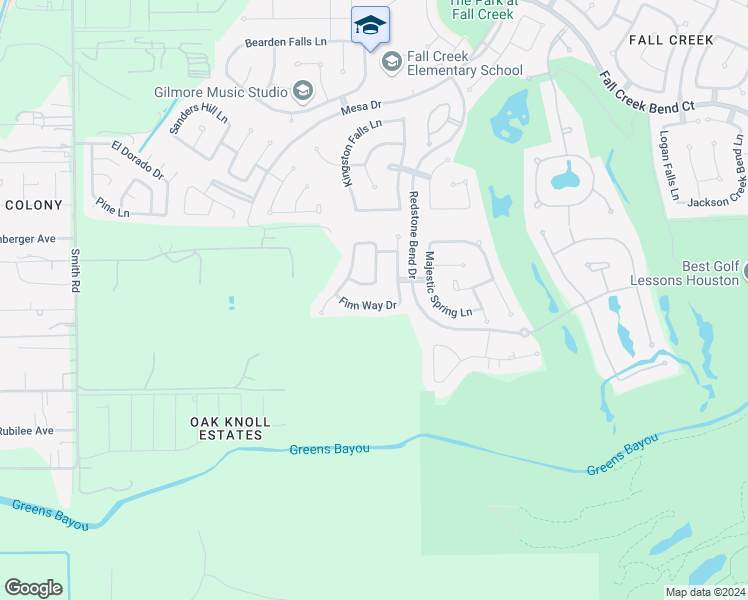 map of restaurants, bars, coffee shops, grocery stores, and more near 7603 Finn Way Drive in Humble