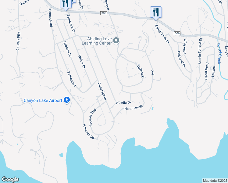 map of restaurants, bars, coffee shops, grocery stores, and more near 1995 Live Oak Drive in Canyon Lake