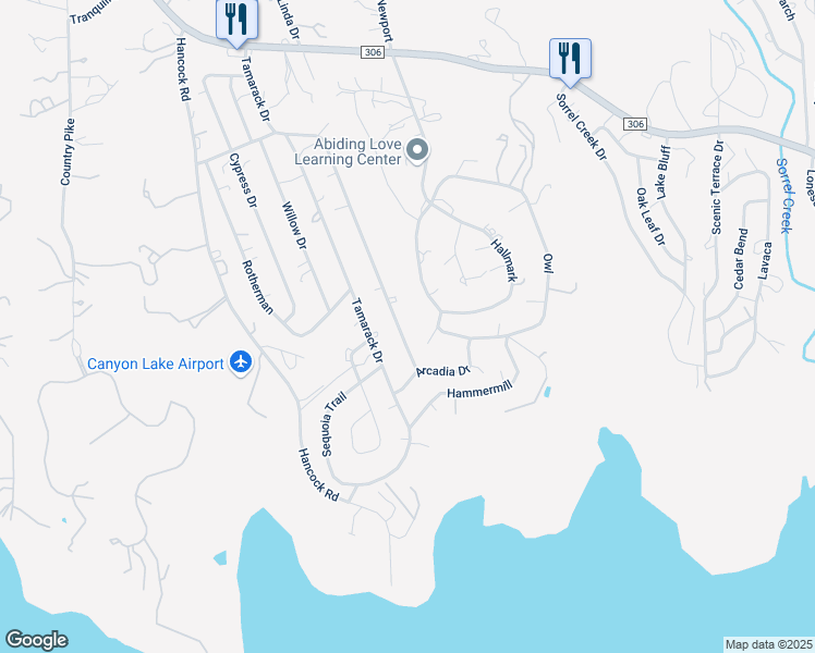 map of restaurants, bars, coffee shops, grocery stores, and more near 1995 Live Oak Drive in Canyon Lake