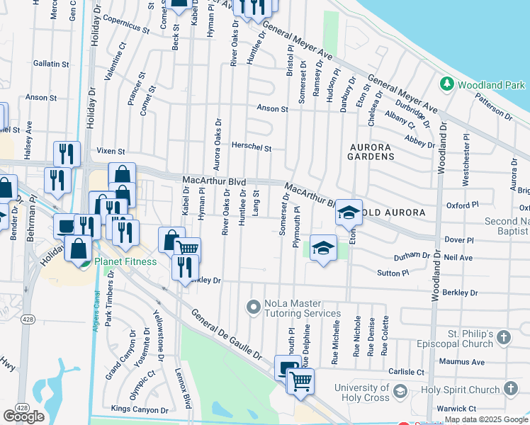 map of restaurants, bars, coffee shops, grocery stores, and more near 737 Herald Street in New Orleans