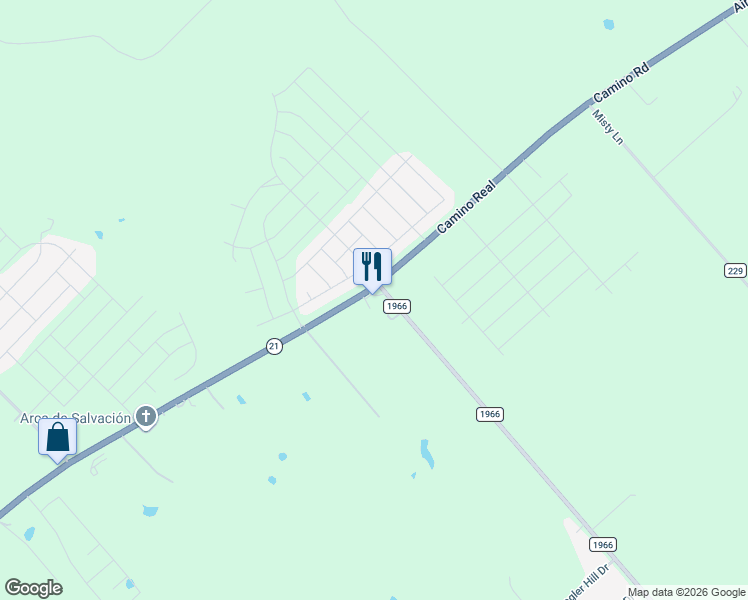 map of restaurants, bars, coffee shops, grocery stores, and more near 6626 Camino Real in Maxwell