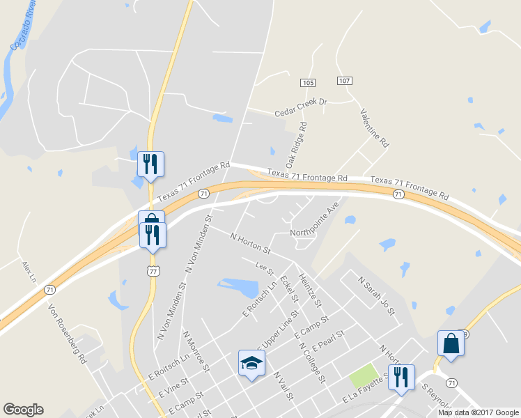 map of restaurants, bars, coffee shops, grocery stores, and more near 320 Reed Street in La Grange