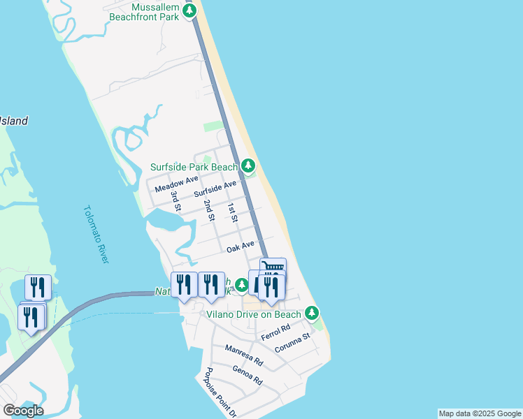 map of restaurants, bars, coffee shops, grocery stores, and more near 105 Palmetto Avenue in St. Augustine