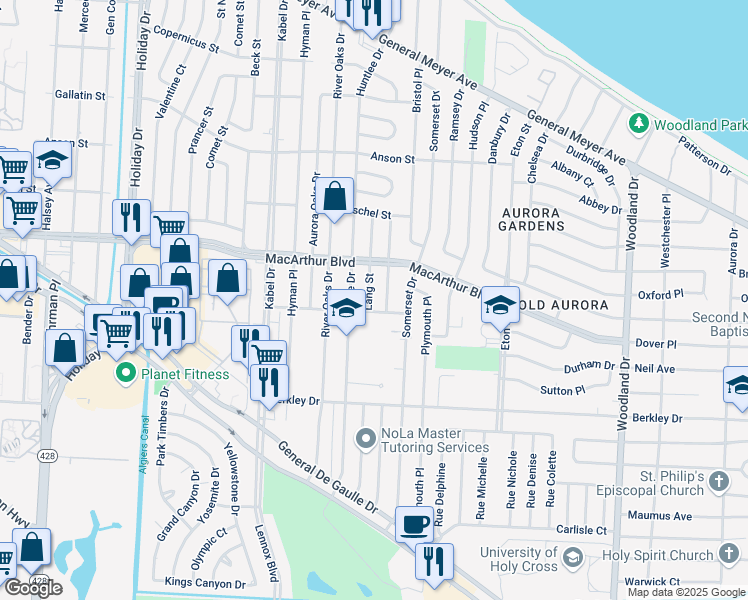 map of restaurants, bars, coffee shops, grocery stores, and more near 737 Herald Street in New Orleans