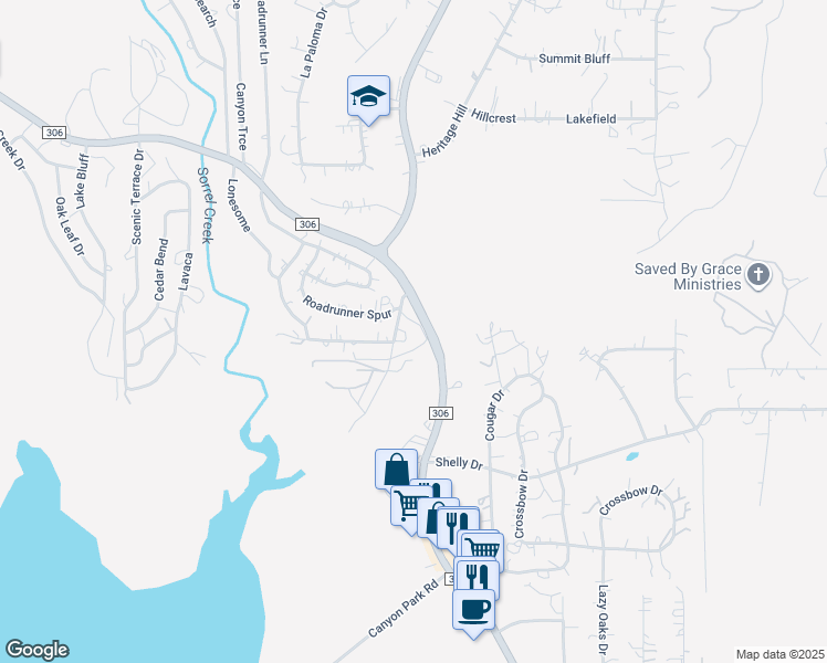 map of restaurants, bars, coffee shops, grocery stores, and more near 275 Halm Drive in Canyon Lake