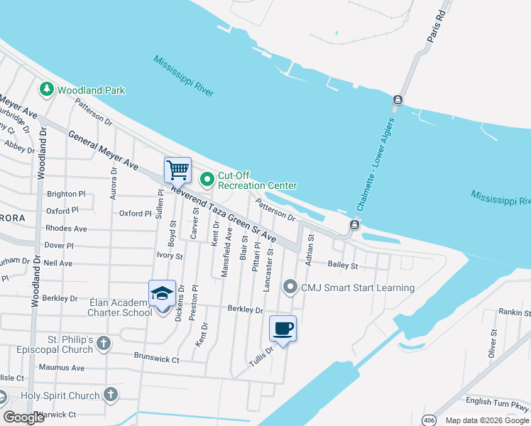 map of restaurants, bars, coffee shops, grocery stores, and more near 2918 Pittari Place in New Orleans