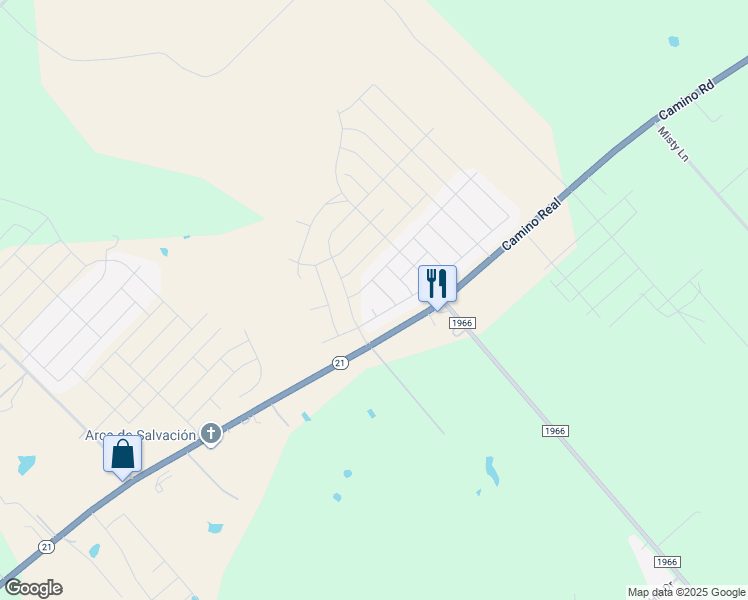 map of restaurants, bars, coffee shops, grocery stores, and more near State Highway 21 West in Maxwell
