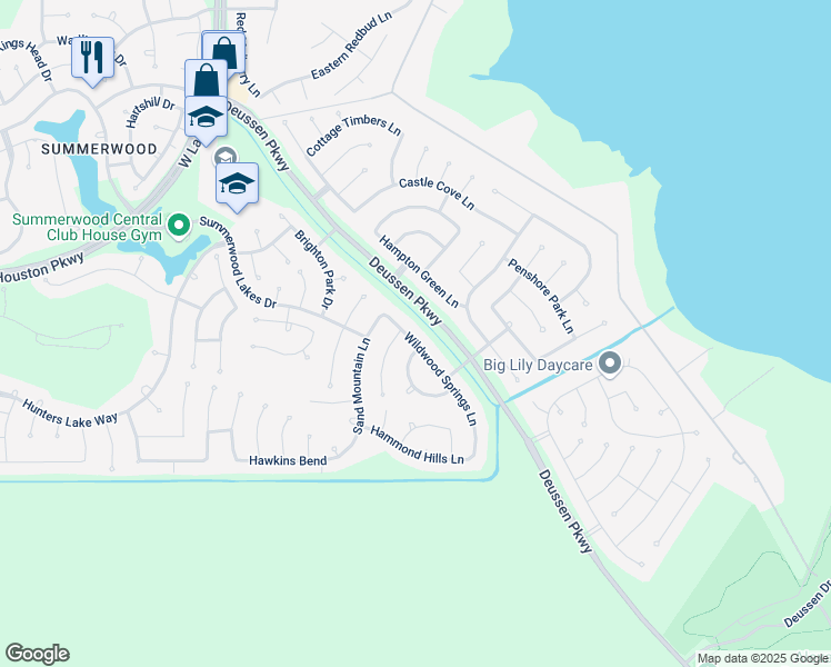 map of restaurants, bars, coffee shops, grocery stores, and more near 14523 Quiet Summer Lane in Houston