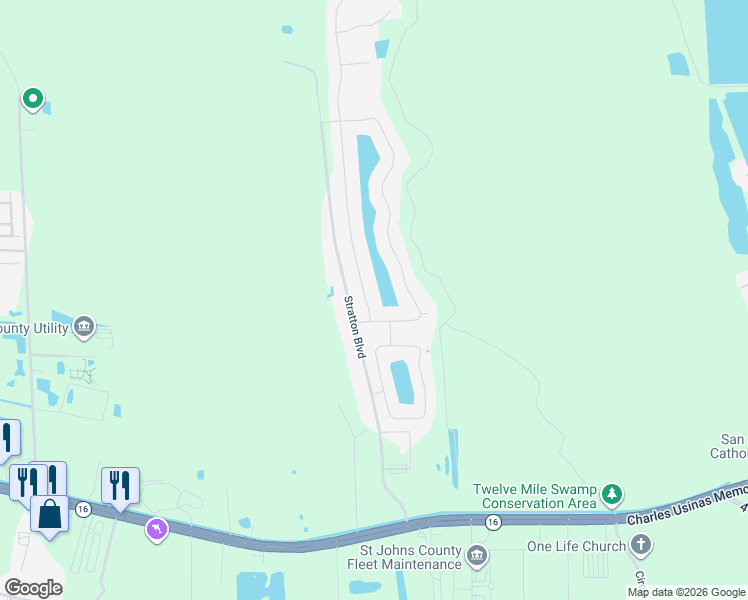 map of restaurants, bars, coffee shops, grocery stores, and more near 409 South Hamilton Springs Road in St. Augustine