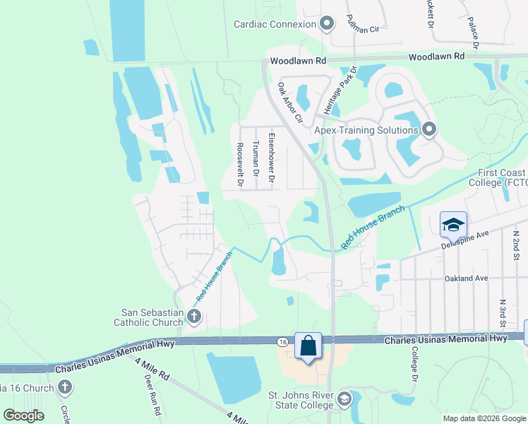 map of restaurants, bars, coffee shops, grocery stores, and more near 278 Roaring Brook Drive in St. Augustine