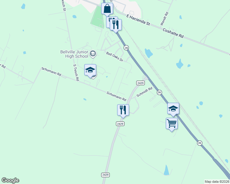 map of restaurants, bars, coffee shops, grocery stores, and more near 200-248 Schumann Road in Bellville