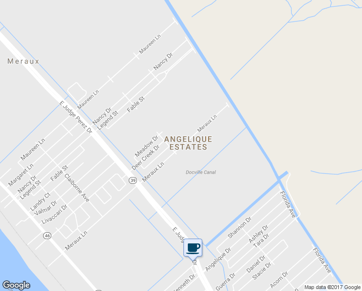 map of restaurants, bars, coffee shops, grocery stores, and more near 3012 Meraux Lane in Violet