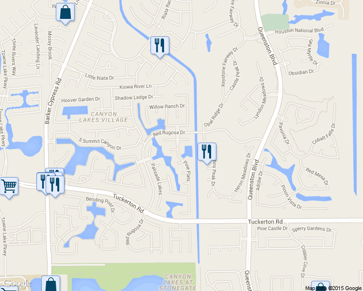 map of restaurants, bars, coffee shops, grocery stores, and more near 10214 Pine Flats Drive in Houston